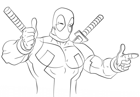 Cartoon Deadpool Coloring Page